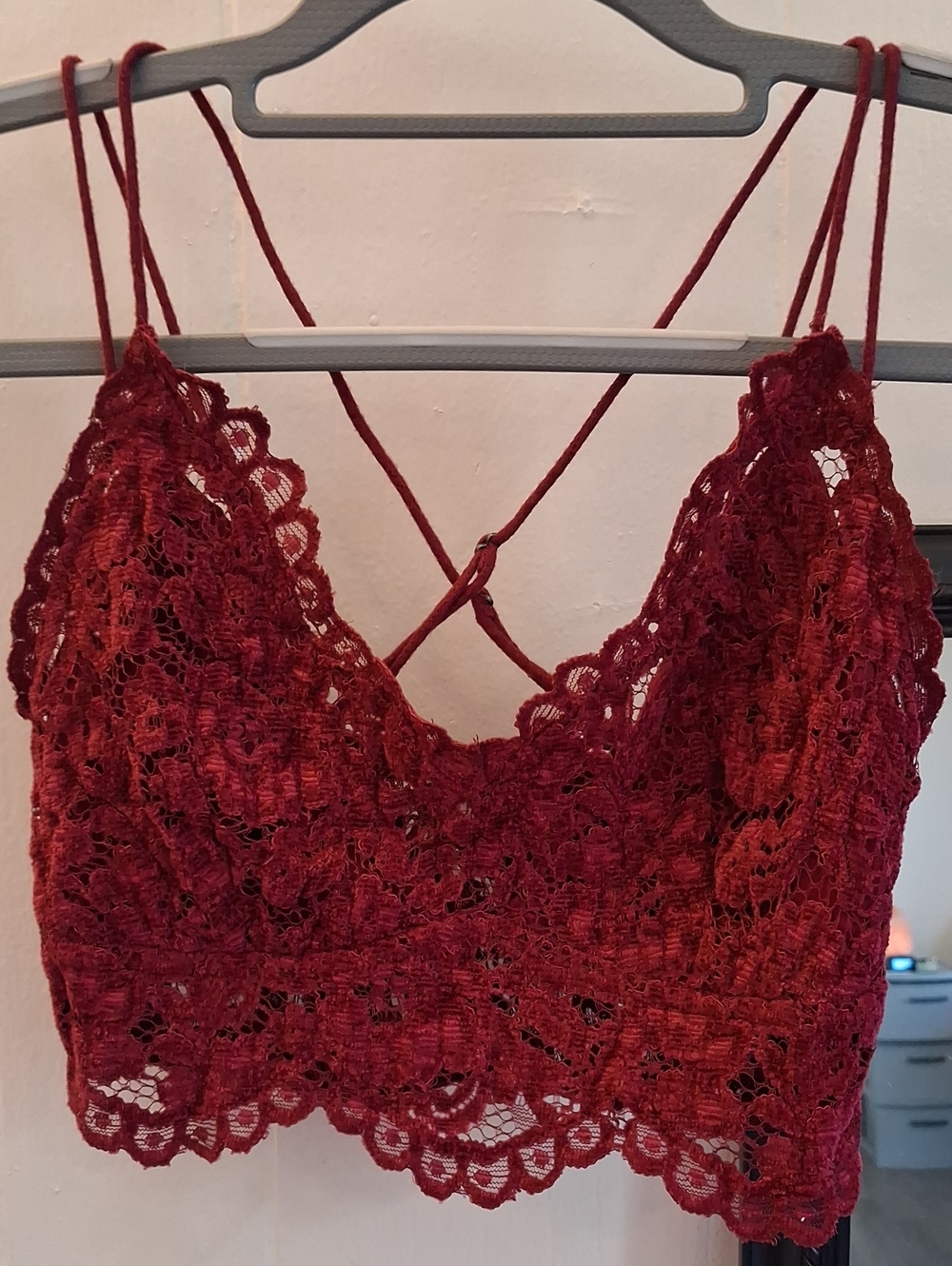 FP One Lace Bralette Crop Top - Rasberry Red Pink Velvet